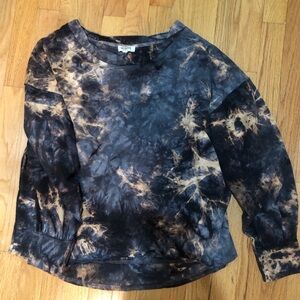 Umgee Black and Tan Tie-Dye Long Sleeve Lightweight pullover top